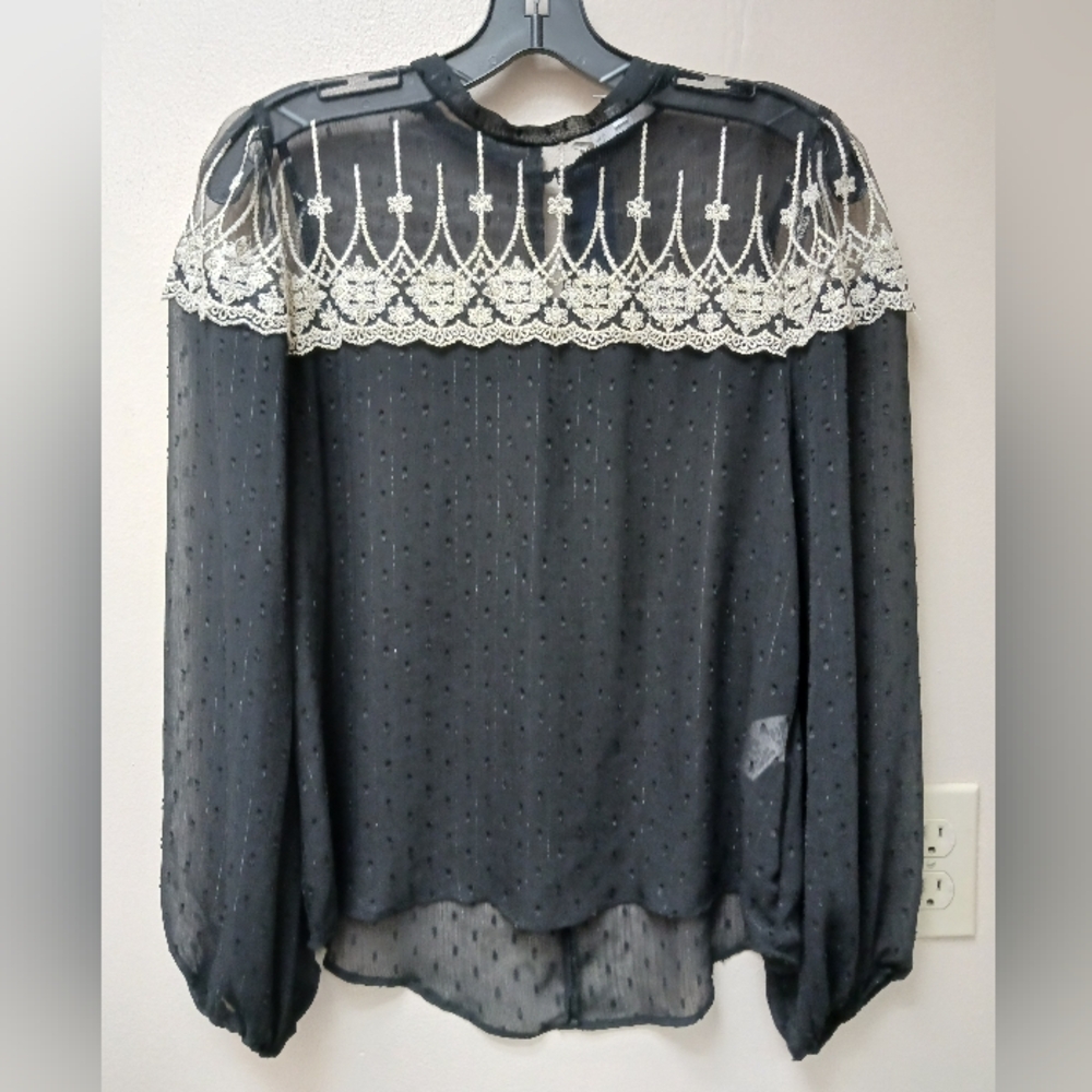 Available black sheer long sleeve shirt